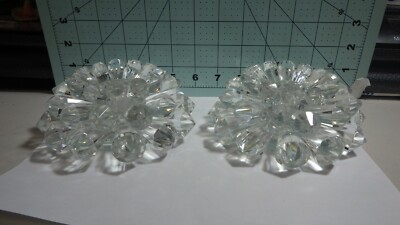 Estate Shannon Godinger Crystal Firestar candle holder pair 5.5X2.25? fiery 