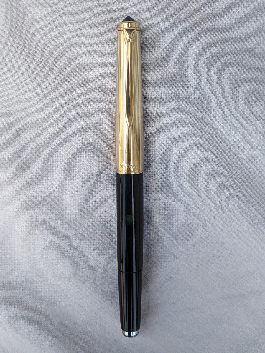 PELIKAN P1 Rolled Gold Diamond Black Double L 14C F Nib PELIKAN P1 Rolled Gold Diamond Black Double L 14C F Nib