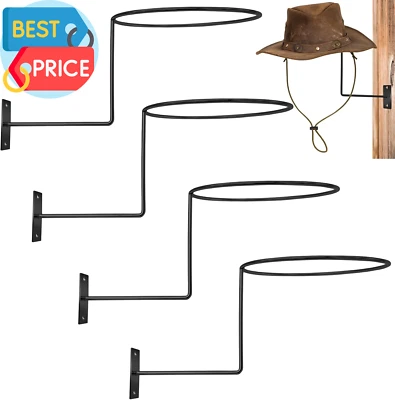 4 Pcs Cowboy Hat Rack Cowboy Hat Holder Metal Hat Hanger for Wall Hat Holder Mul