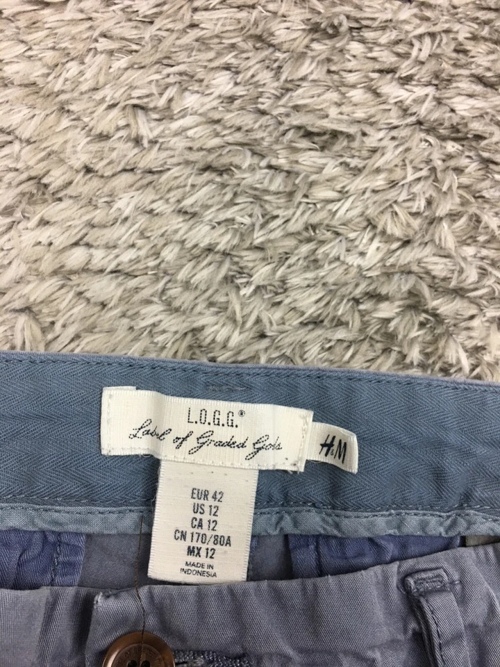 L.O.G.G. Pantalones H&M ajustados caqui para mujer talla 12 gris azul chino algodón Foto 4 de 4