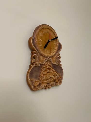Unique Handmade Wooden Wall Clock With Ship, Vintage Decor, Original Silent - Picture 18 of 24