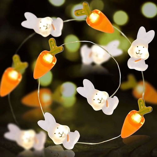 20 LED Light String Bunny Rabbit Carrot Shaped Decoration Light 2M/6.6Ft - Picture 18 of 24