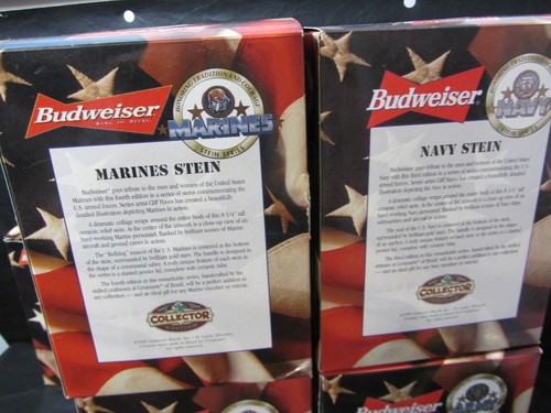 Budweiser Armed Forces Stein Mug Tankard lot of 6 Army Navy USAF Marines CG + - Picture 11 of 17