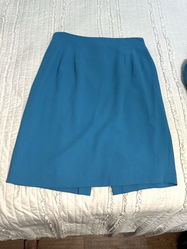 VINTAGE CHRISTIAN DIOR BRIGHT BLUE SKIRT SUIT SET women’s Size 16 turquoise RARE - Picture 9 of 14