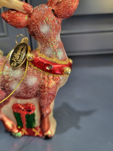 Katherines Collection Retro Rentier mit Glocke Geschirr Glas Weihnachtsschmuck - Bild 5 von 6