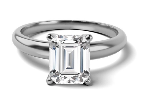 2.04 CT EMERALD DIAMOND SOLITAIRE ENGAGEMENT RING 18K WHITE GOLD CERTIFIED E/VS1 - Picture 3 of 4