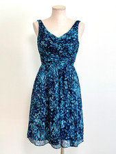 J CREW flowy DRESS watercolor BLUE print SILK CHIFFON cocktail WEDDING party 2