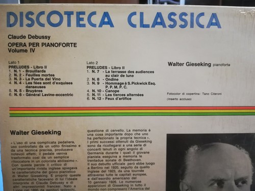 DISCOTECA CLASSICA CLAUDE DEBUSSY OPERA PER PIANOFORTE volume IV W.GIESEKING - Picture 3 of 10