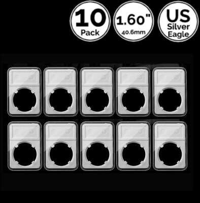 10 Pack 1.60 IN 40.6 mm Slab Coin Holder Display Direct Fit For US Silver Eagle
