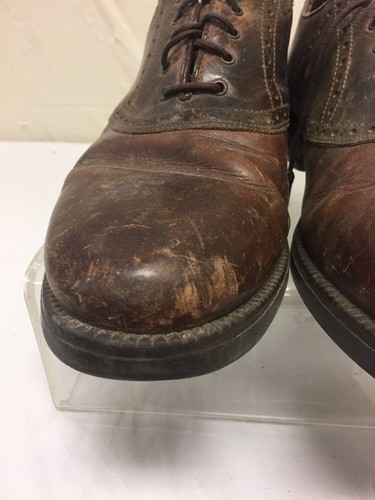 VTG Johnston & Murphy Brown Leather Dress Shoes Mens Sz 11.5 M DISTRESSED - Picture 5 of 11