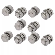 10Pcs 304 Stainless Steel M6x12mm Hex Bolts W Nuts and Washers Assortment Kit