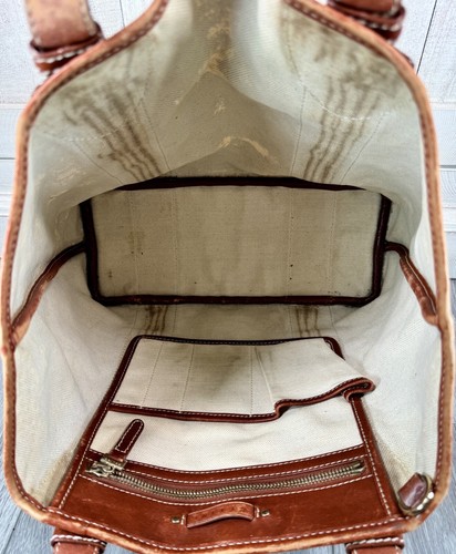 Celine Macadam Pattern Shoulder Bag Tote Authentic Brown Logo Aqua Handles - Picture 18 of 23