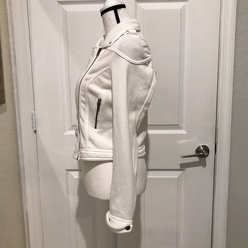 Love Culture Womens White Moto Jacket Asymmetrical Zip Front Size L - Picture 5 of 10