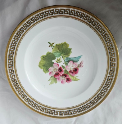 ATEMBERAUBENDER ANTIKER BOTANISCHER ANTIKER TELLER (I) 19. JAHRHUNDERT, EVTL. MINTON