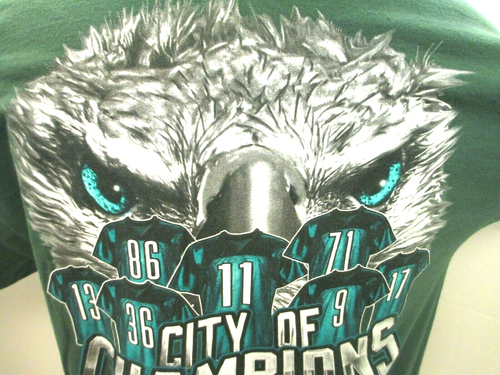Philadelphia City Of Champions Mens Large Double Sided Cotton T Shirt VTG EAGLES - Picture 5 of 7