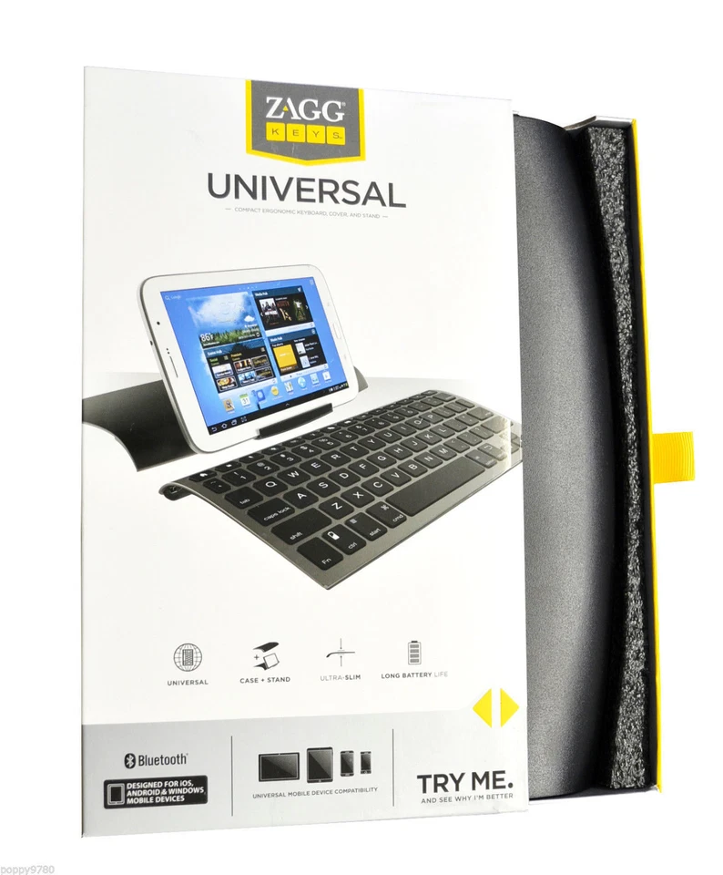ZAGG keys Universal Keyboard Case & Stand for iPad & Samsung Tablet - Black NEW - Image 2 of 4