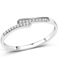 Elegant Micro Pave CZ Band 925 Sterling Silver Anniversary Stackable Ring Sz 5-9