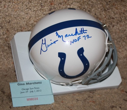 GINO MARCHETTI signed Baltimore Colts HOF Mini Helmet COA - Picture 3 of 3