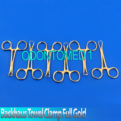 6 Backhaus Towel Clamp 3.5'' Full Gold surgical Instruments