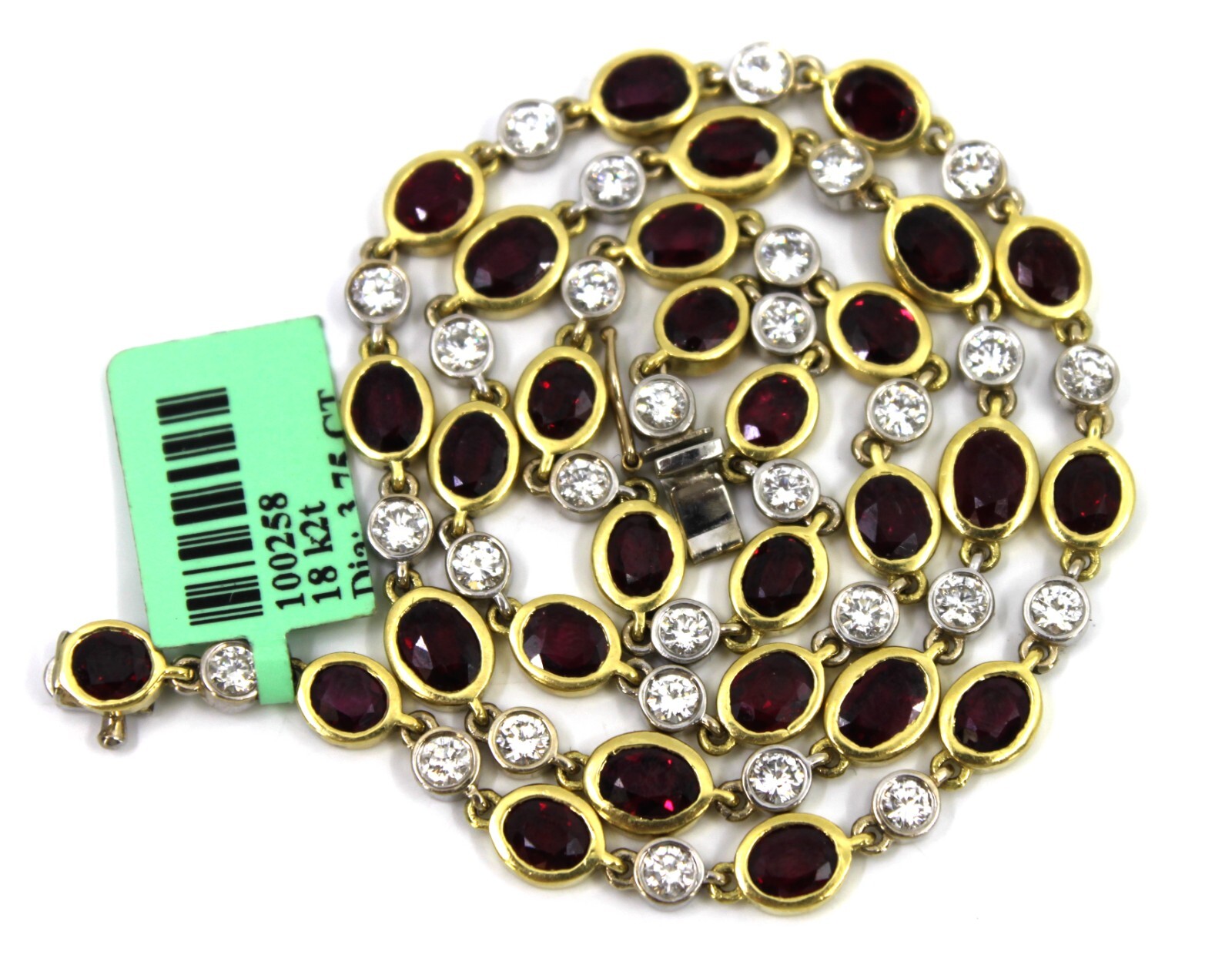 17k Solid Yellow & White Gold Ruby & Diamond Tenn… - image 1