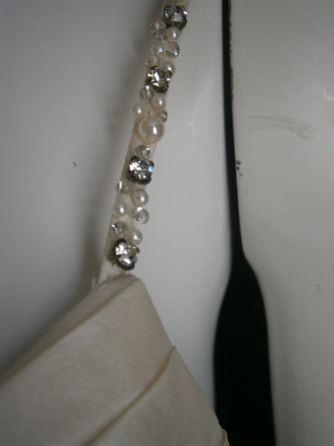 Jasmine Haute Couture Wedding Dress 14 Ivory Silk Satin Beaded Straps Ruched V - Picture 6 of 21