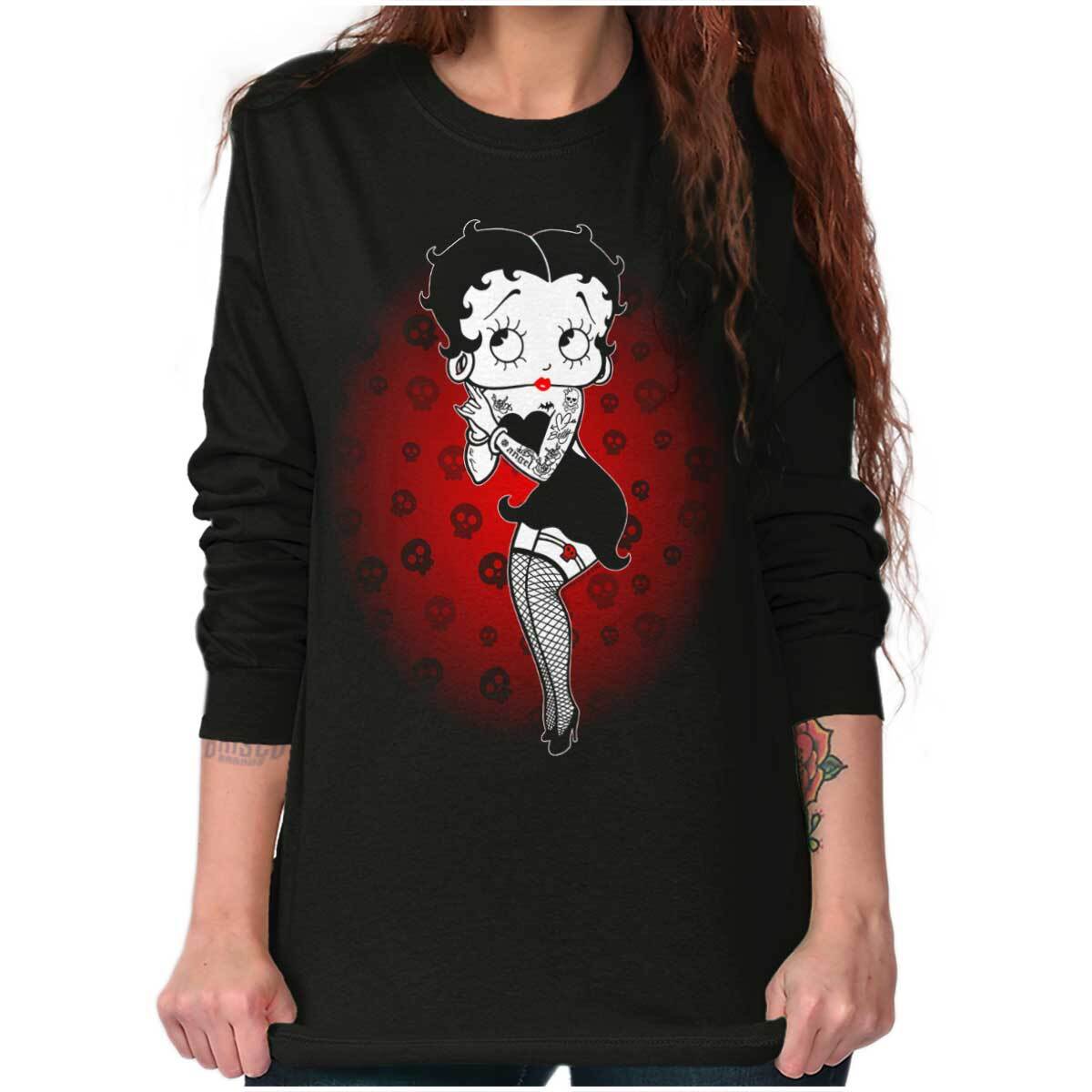 Betty Boop Vintage Retro Got Punk Cartoon Long Sleeve T Shirt Tees