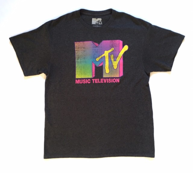 MTV Music Television Retro T Shirt Grey L eBay