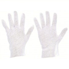 12 Pack White Inspection Gloves Jewelry Coin Large 9 inch Dozen Finished Hem