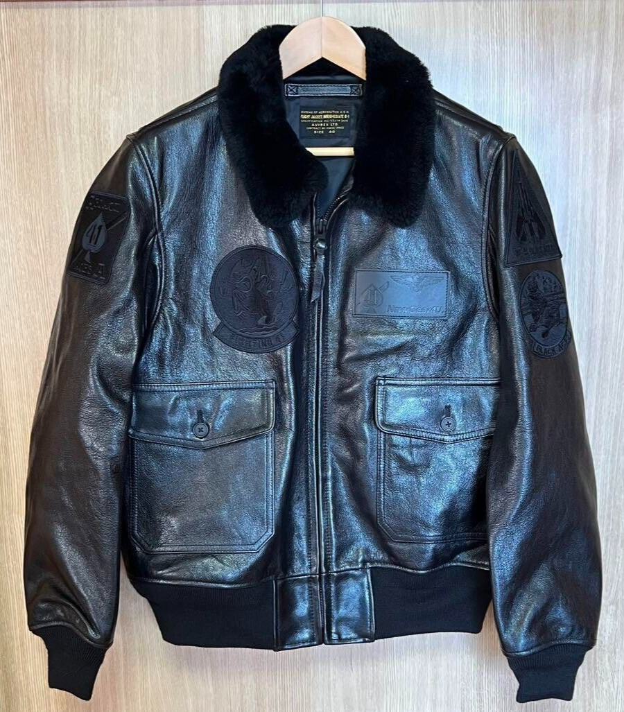AVIREX G-1 Leather Flight Jacket Men's Size 40 Goatskin Black