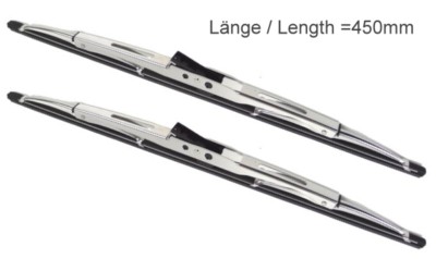 2 x Scheibenwischer Wischerblätter Verchromt 450mm Oldtimer Mercedes, BMW, Opel