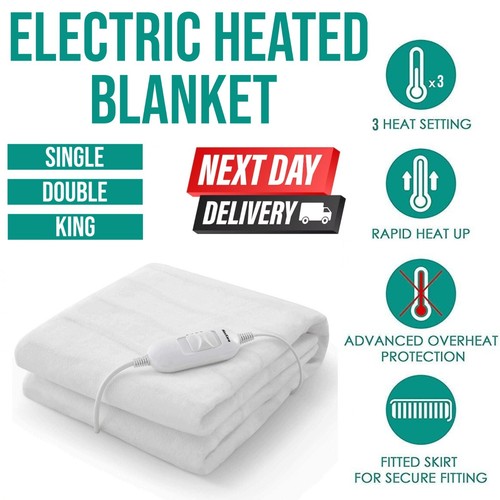 Electric Blanket Under Heated With 3 Heat Settings UK Plug Single