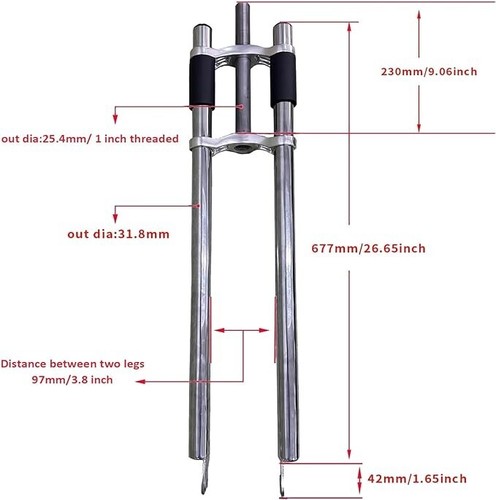 CDH 26"/29"/700C Bike Fork Non Suspension Fork 1" Threaded Bicycle Fork 26x3.5 - Picture 3 of 8