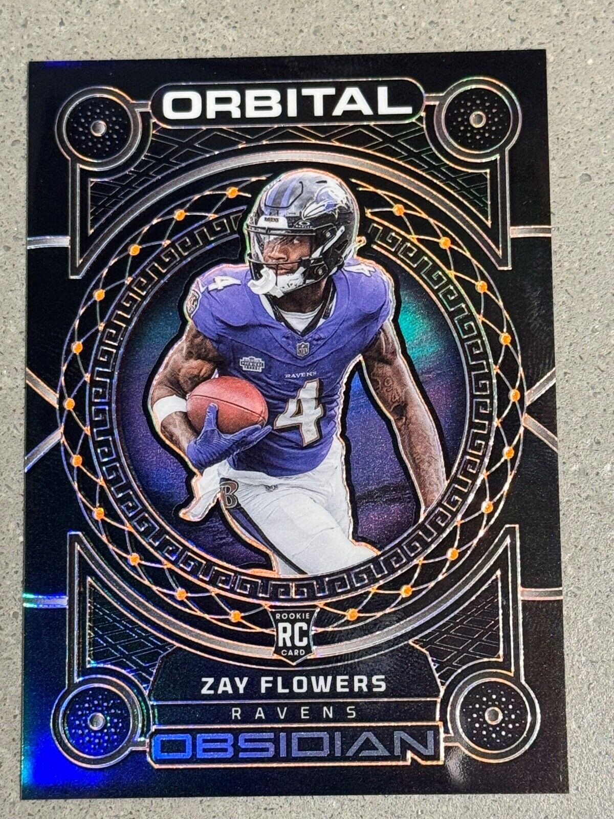 2023 Obsidian Zay Flowers RC Orbital Orange Electric Etch #/65