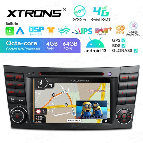 7" Autoradio Android 14 GPS 4G 8Kern CarPlay DVD DSP für Mercedes W211 E400/E500 - Bild 13 von 24