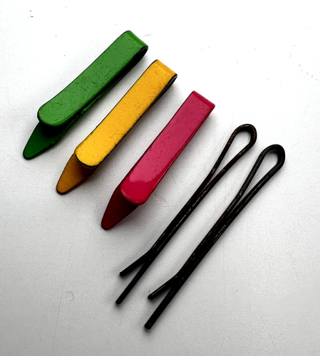 60er Vintage Barbie Color Magic Bobby Pins Haarspangen rosa gelb grün - Bild 3 von 4