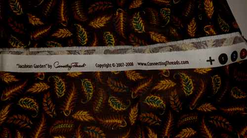 Vtg Jacobean Garden Connecting Threads Cotton Fabric Leaves on Brown 18x44 - Picture 5 of 5