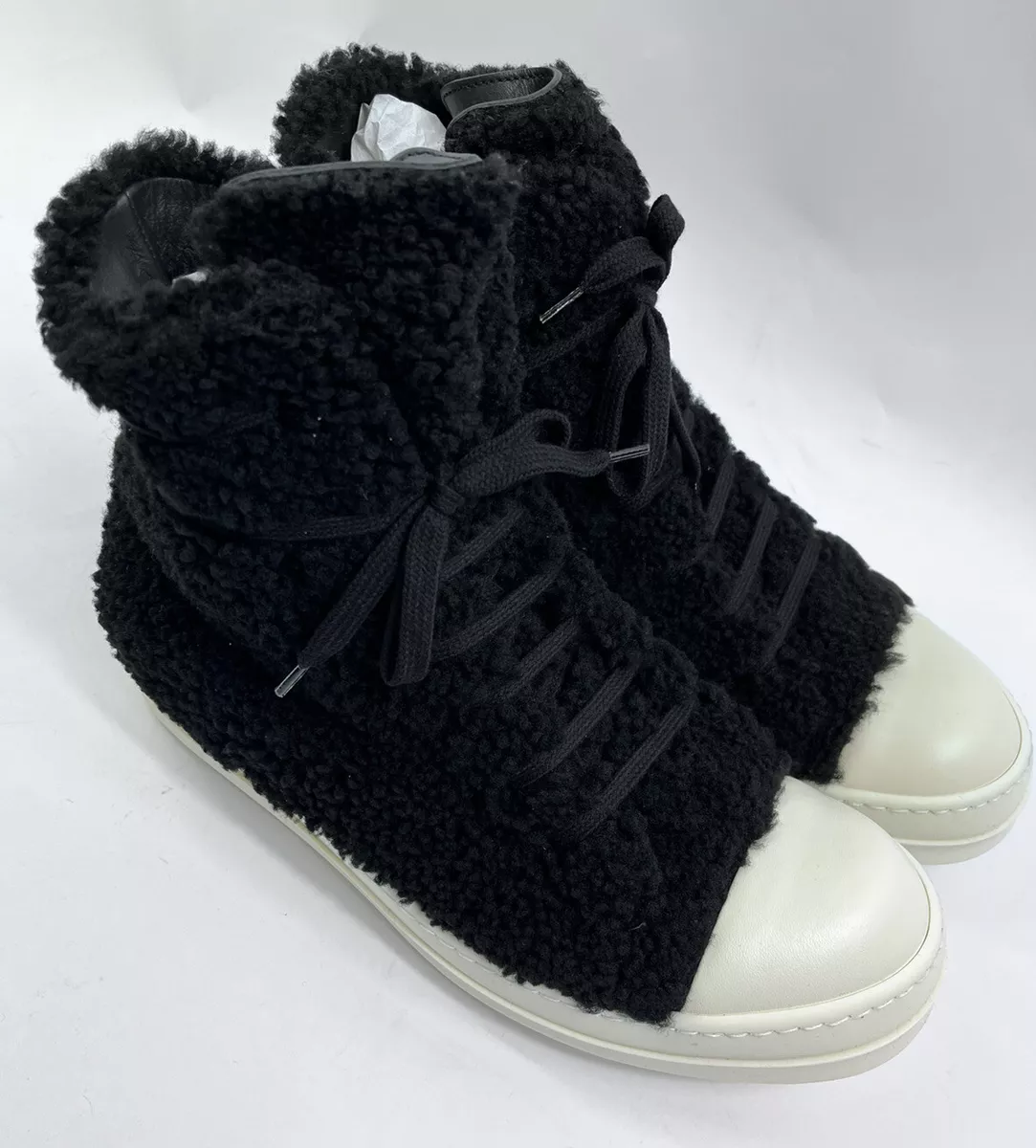 RICK OWENS Scarpe Shearling High Top Sneakers Size 44 UK10 US11