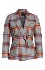 $795 Smythe Checkered Double Breasted Blazer Jacket Size 8