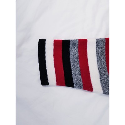 Top Tunique Karen Lessly Rouge Et Noir Taille 2X – Acrylique Manches Longues Rayé