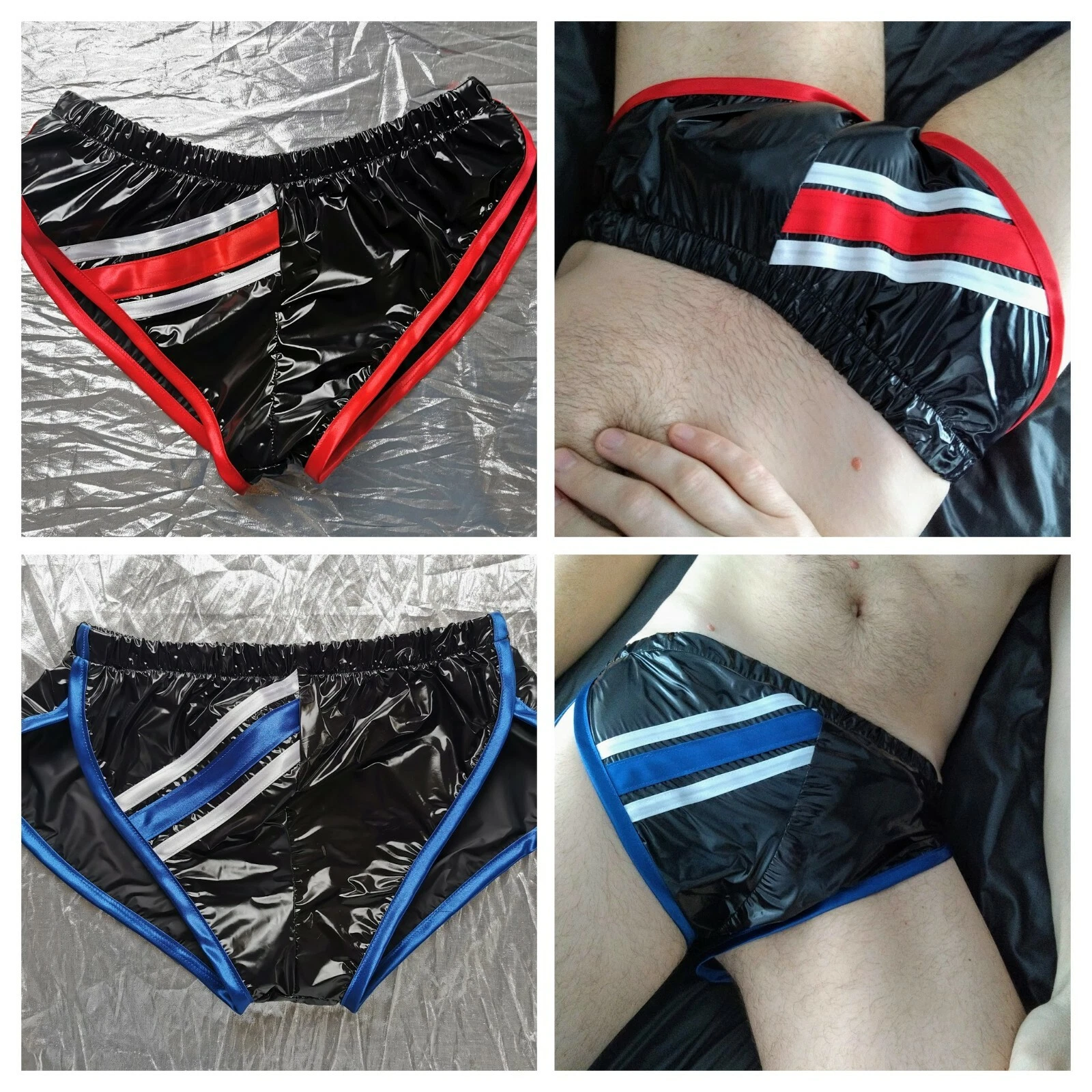 Glossy ultra-thin PU-coated nylon HI-CUT SPRINTER SHORTS (ALL SIZES XS to 3XL)