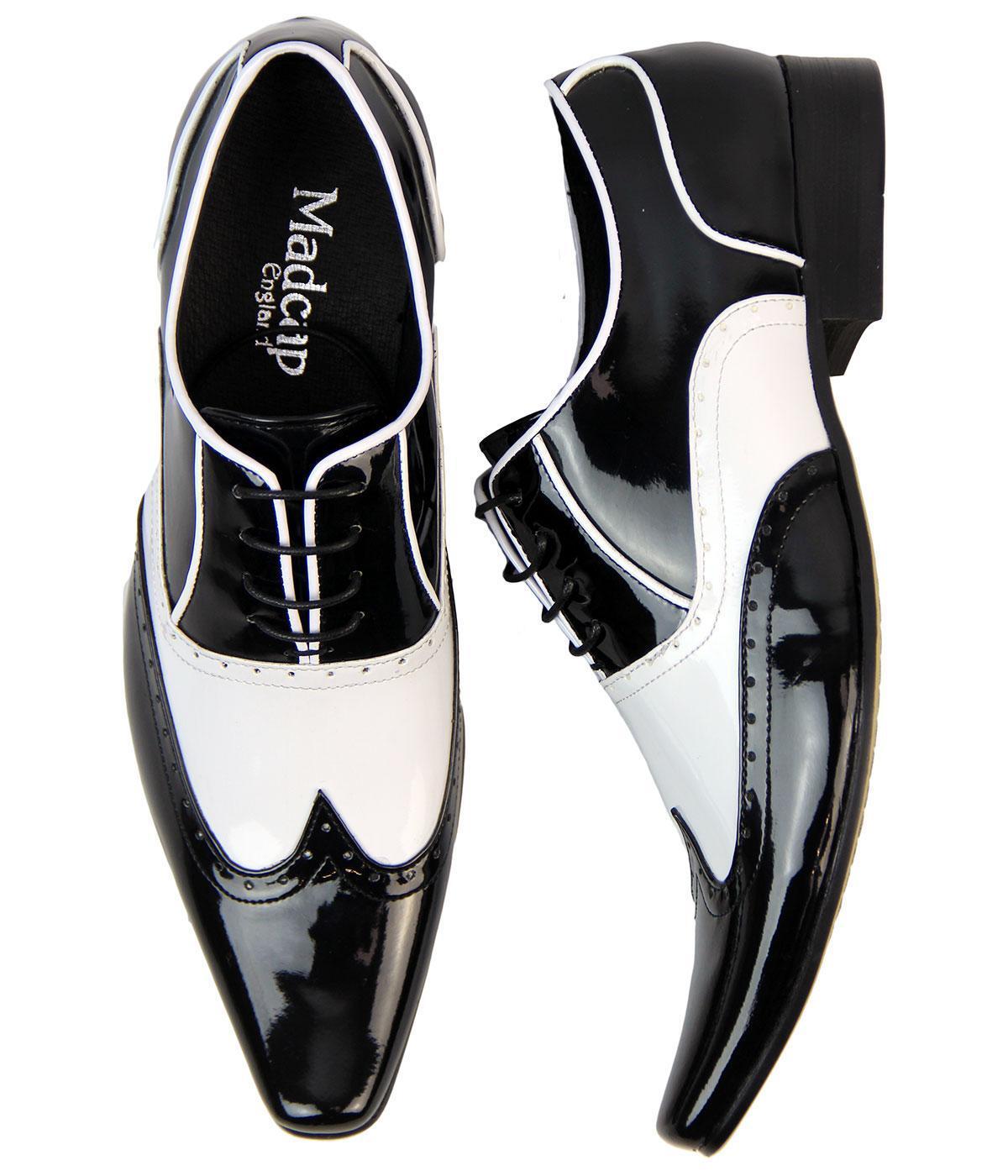 MADCAP ENGLAND RETRO MOD MENS 50s BLACK/WHITE SHOES BROGUES ...