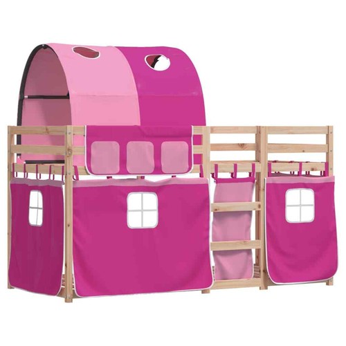 Bunk Bed without Mattress Pink 90x190 cm Single Solid Wood Pine vidaXL - Picture 3 of 12