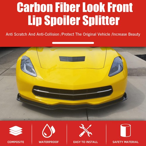 Front Bumper Lower Lip Splitter For 2014-2019 Corvette C7 Z06 Carbon Fiber Look - Picture 3 of 11