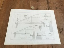 gravure ancienne architecte N681 ferme anglaise 