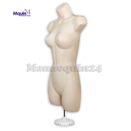 3 Mannequin Dress Form Torsos Set FLESH WHITE BLACK Forms 3 STANDS + 3 HANGERS - Picture 2 of 6