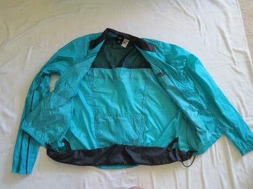 Vintage 80s 90s Nike Track Nylon Jacket Windbreaker Black Teal Blue Athletic M - Picture 2 of 9