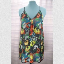 Alice + Olivia Silk Blend Watercolor Floral Fierra Sleeveless Minidress - L