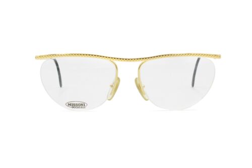 Missoni m 316 bohemian golden glasses eyewear // half rimmed frame wired // NOS - Imagen 1 de 7