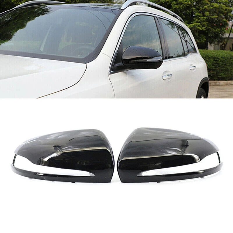 Par de cubiertas de espejo negro brillante aptas para Mercedes-Benz C E S GLC CLS 2014-2020 Foto 2 de 4