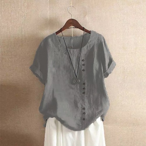 Blusa holgada de algodón lino suelta para mujer damas verano informal camiseta túnica torso - Imagen 41 de 42